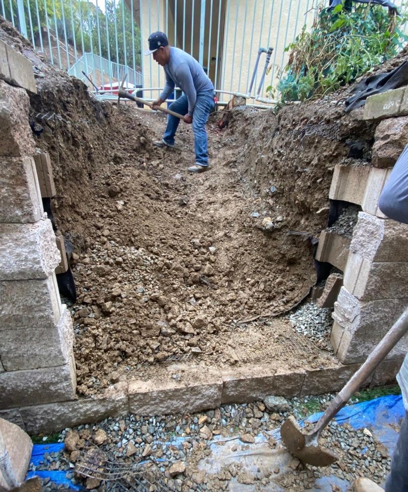 Staircase before — deep excavation for retaining wall and staircase